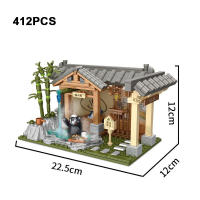 Bloques De Construcción Kumamoto Oso Ciudad Vista Serie Sakura Flores Casa Barrio De Café DIY Juguetes De Bloques De País Para Niños Y Niñas - details 14