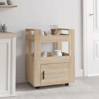 vidaXL Carrito de cocina madera contrachapada 60x45x80cm en color Roble ahumado/Negro/Roble Sonoma y más - details 2