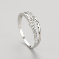 Anillo Fino Europeo de Plata de Ley S925 con línea de Doble Capa AAA CZ para Mujer, joyería de regalo de Boda para Fiesta de cumpleaños - details 3
