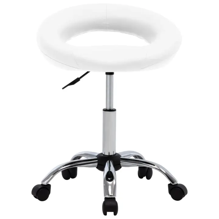 Silla de trabajo con ruedas cuero sintético blanco - 1