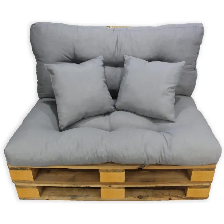 Cojines Sofá Palets. Conjunto 4 Piezas para Palet, Asiento 120x80 cm + Respaldo + 2 Cojines. Cómodo y Elegante para Interior y Exterior. NO Incluye PALETS - 1