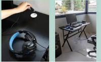 DUPI Mesa Gaming 120x60cm con Tablero Efecto Fibra de Carbono, Mesa Gamer de Juegos - details 0