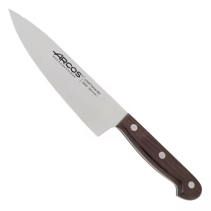 Arcos Serie Atlantico - Cuchillo Cocinero - Hoja de Acero Inoxidable de 155 mm - Mango de madera Palisandro color marrón - 1