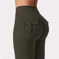 Leggings De Yoga Para Mujer 2024 Con Bolsillos Mallas De Compresión Estiramiento Alto Pierna Ancha Sensación De Nuca Ropa Deportiva De Fitness - details 3