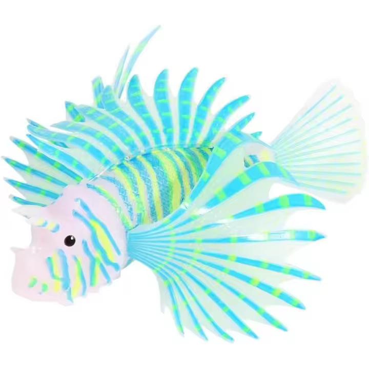 Pez león artificial, pez falso luminoso, adorno para pecera, decoración de animales con simulación luminosa (azul) - 1