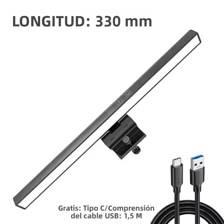 Lámpara De Escritorio LED Barra De Luz Para Monitor De PC USB Iluminación De Lectura Ajustable Sin Pasos Luz De Mesa Colgante - 1