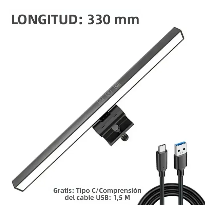 Lámpara De Escritorio LED Barra De Luz Para Monitor De PC USB Iluminación De Lectura Ajustable Sin Pasos Luz De Mesa Colgante - 1