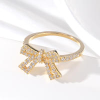 Encanto Anillo de lazo para mujer, estilo elegante, chapado en cobre de 14 quilates, con flor. - details 15