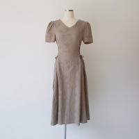 Vestido Largo De Algodón Y Lino Para Mujer Estilo Retro Vintage Con Manga Corta Diseño Sólido A-Line Cuello V Moda De Oficina - details 48