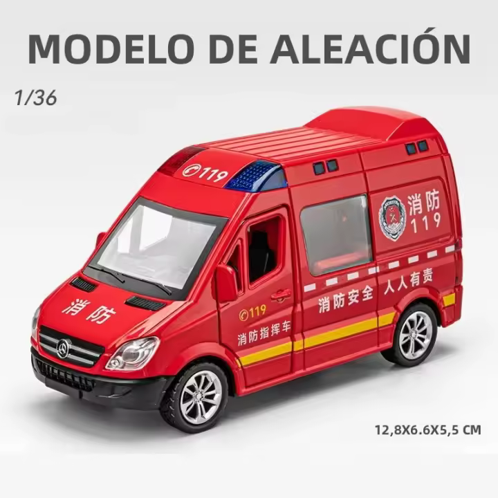 Modelo De Coche De Escala 1:36 Mercedes Benz Con Sonidos Y Luz Para Niños Vehículo De Servicio Ciudadano De Policía Especial De Bomberos Ambulancia De Metal - 1