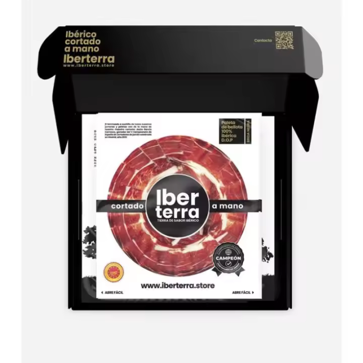 Paleta de Bellota 100% Ibérico. Contiene 5 sobres x 100 grs (500grs.) Paleta Bellota Ibérica con 24 meses curación IBERTERRA. - 1