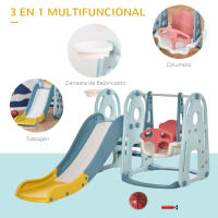 HOMCOM Tobogán Infantil con Columpio y Canasta Baloncesto 3 en 1 para Niños de +18 Meses con Asiento Ajustable Centro de Actividades para Interior y Exterior 150x190x100 cm Multicolor - details 3