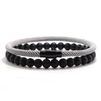 Set De 2 Pulseras Económicas Unisex 6mm Piedra Onix 4mm Cadena De Cuerda Pulsera Couplada Pareja Brazalete Joias - details 9