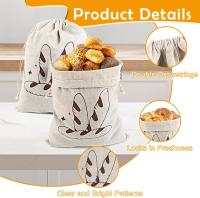 4 bolsas de pan de Lino, Bolsa de pan para guarde pan con Cordón, Bolsa de Tela Para Pan, baguette, Frutas, verduras - details 1