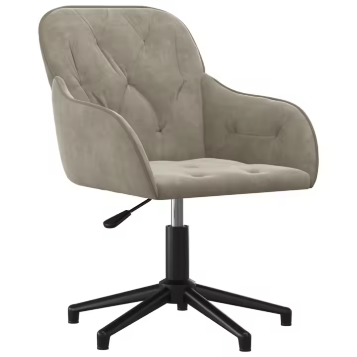 Silla de oficina de terciopelo gris - 1