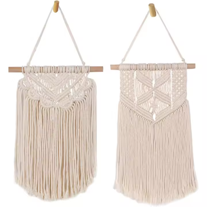 2 unidades de macrame tejido tapices de pared tapices Boho decoración del hogar arte de la pared de algodón hecho a mano bohemio decoración del hogar para el Partido WEDG adornos artesanía regalos - 1