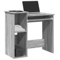 vidaXL Escritorio con estantes contrachapada hormigón 84x40x78 cm en color Gris hormigón/Madera antigua/Negro y más | estructura resistente ideal para salón dormitorio o estudio - details 3