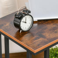 HOMCOM Mesa Lateral Mesa Auxiliar con Ruedas para Sofá Salón Dormitorio Estilo Industrial Retro Mesa Café Ordenador Metal y Madera 51x36x65 cm - details 3