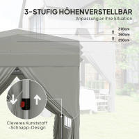 Cenador 2,5x2,5 m, resistente a Agua y al frío pop up plegable con Protección UV 50 +, Tienda plegable de Jardín with 4 bolsos laterales gazebo de Jardín Para camping, gris Claro - details 4
