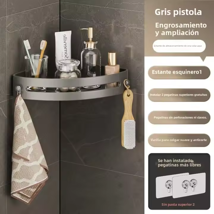 Estante De Esquina Para Baño Con Bandeja Soporte Para Ducha De Tres Capas Organizador De Espacio De Baño Material Duradero - 1