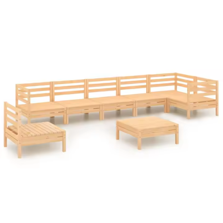 vidaXL Juego de muebles de jardín 8 piezas madera maciza de pino - 1
