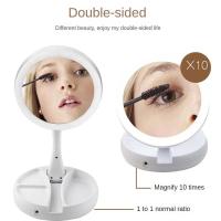 Espejo de maquillaje con luz LED para escritorio, espejo con aumento de 1X 10X, USB o Baterías, espejo plegable para viaje - details 2