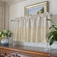 Cortina Corta De Punto Rustico En Algodón Y Lino Para Cocina Puerta Decorativa Vintage Con Espaciado Para Cafe Ventana Cortina - details 4