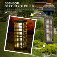 Outsunny Linterna de Jardín Luces Solares de Ratán Sintético con Luces LED Encendido y Apagado Automático para Interior Exterior Terraza Balcón Patio Arena - details 6