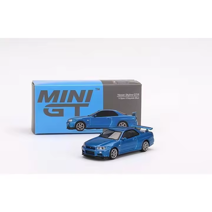 Mini GT Nissan Skyline GT-R (R34) V-Spec Bayside Azul - 1