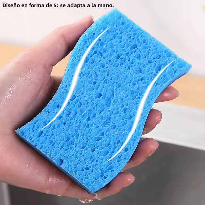 Paño De Limpieza Tríptico De Esponja Y Algodón De Madera Para Cocina Limpieza De Platos Y Ollas Herramienta De Limpieza Ambientalmente Amigable - 1