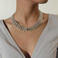 Collar De Cadena Gruesa Cubana Exagerada Para Mujeres Y Hombres Color Plata De Alta Calidad Joyería De Cuello Estilo Steampunk - details 2
