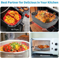 Cesta De Silicona Para Air Fryer Forma Cuadrada Reutilizable Plegable Libre De BPA Moldes De Hornear Accesorios Para AirFryer - details 4