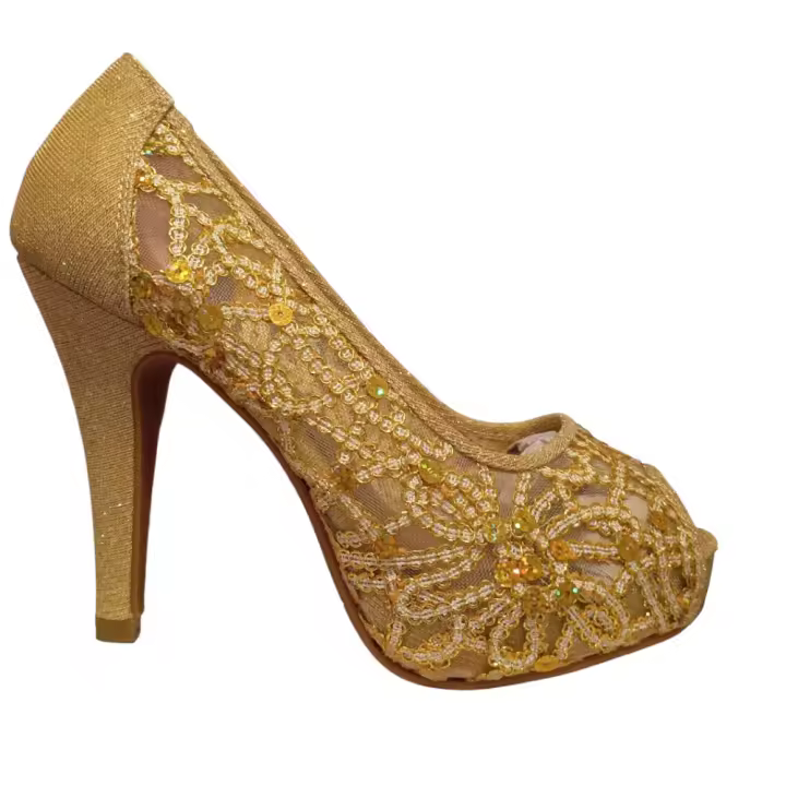 Zapatos Tacones Mujer Elegantes Dorado Plata Negro Fiesta - 1