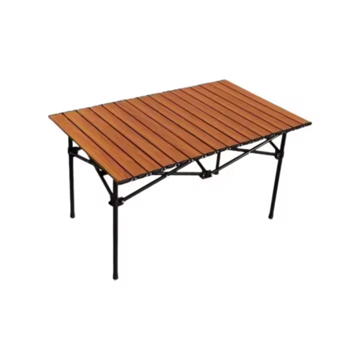 Mesa de comedor plegable, Mesa de camping ultraligera, Mesa exterior, Mueble de picnic portátil, Mesa de picnic de grano de madera, Mesa plegable al aire libre - 1