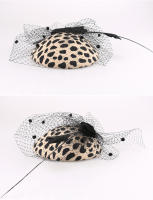 Sombrero De Pilla Leopard FS De Lana Austríaca 100% Elegante Para Boda Con Lazo Formal Cocktail Para Mujeres - details 4