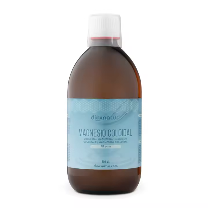 Dioxnatur Magnesio Puro 500 ml Magnesio Coloidal Liquido 50 ppm + Vaso medidor – Relajante natural - Apto para veganos - 1