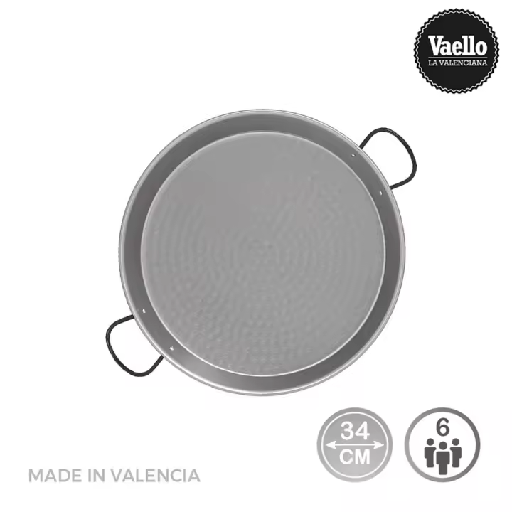 Paellera acero pulido para induccion y vitroceramica ø34cm (6 personas). vaello - 1