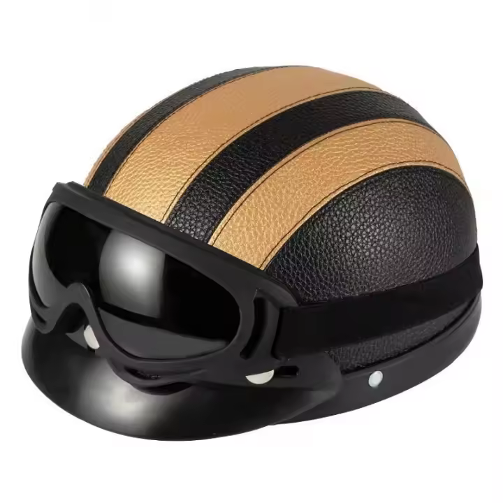 Casco De Cuero Vintage Para Harley Para Hombres Y Mujeres Casco De Invierno Cálido Universal Ligero Medio Para Bicicletas Eléctricas Regalo Genial - 1