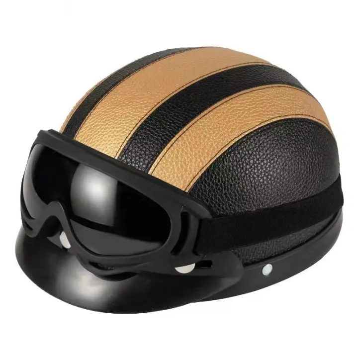 Casco De Cuero Vintage Para Harley Para Hombres Y Mujeres Casco De Invierno Cálido Universal Ligero Medio Para Bicicletas Eléctricas Regalo Genial - 1