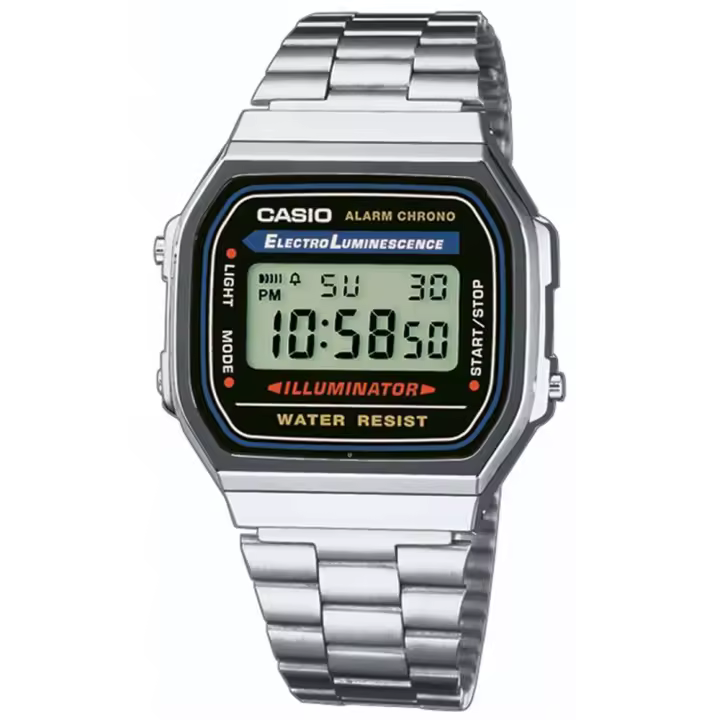 Reloj Casio A168WA-1YES Resina correa color: Metálico Dial LCD Digital Unisex - 1