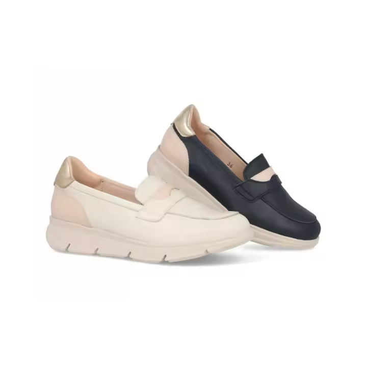 2520 - BDA ZAPATOS DE MUJER   COLORES : MARINO , BEIGE  TALLAS: 35 AL 41  CORTE EXTERIOR: PIEL   FORRO INTERIOR: PIEL   PLANTILLA: PIEL   ALTURA TACÓN / CUÑA : 4 CM.  PISO : SINTÉTICO - 1