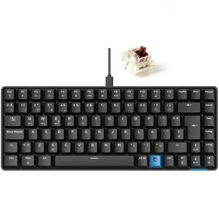 Teclado gaming mecánico inalámbrico hiditec gm1k/ hot-swap switch gateron brown - 1