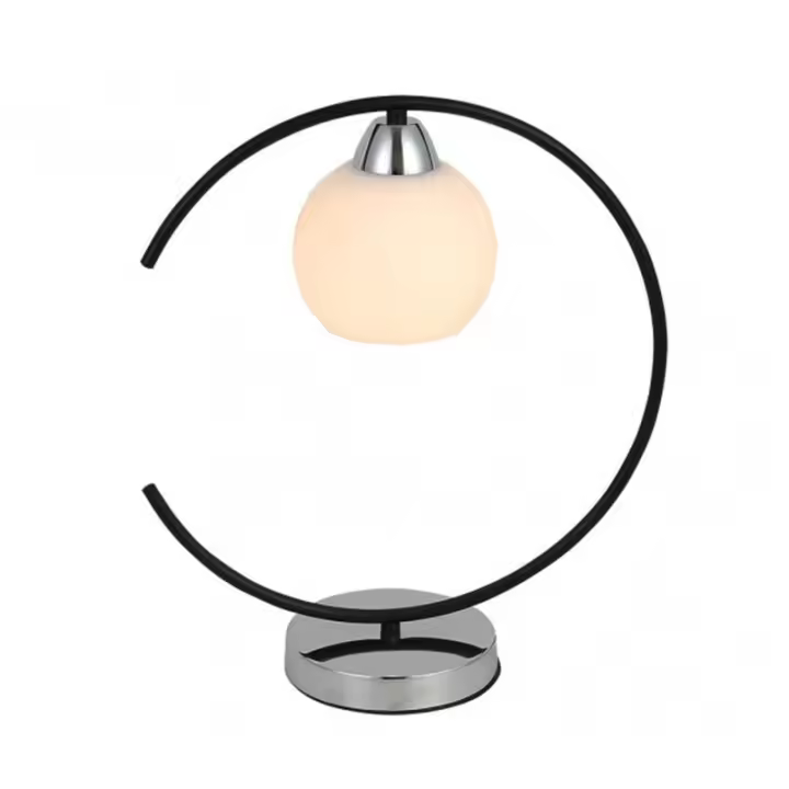 Lámpara de Mesa FABRILAMP Sobremesa Fuji 1xe27 Negro/Cromo 38x35x14 Cm - Diseño Moderno - 1