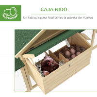 PawHut Gallinero de Madera 204x85x93 cm Jaula para 2-4 Gallinas Gallinero Grande con Nido Bandeja Extraíble Techo de Asfalto y Rampa para Exterior Natural - details 3