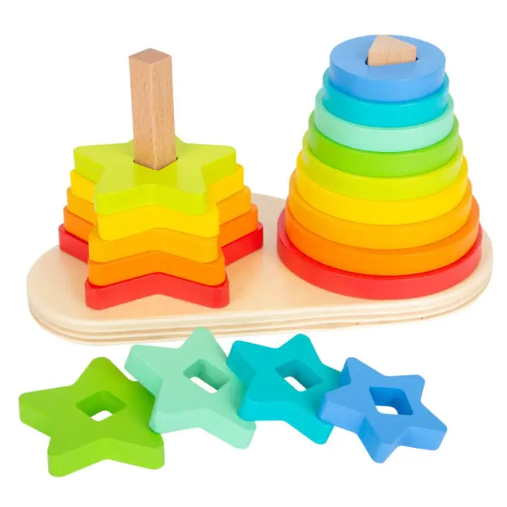 Juguete Apilable de Colores de Madera Arcoiris - Estimula la Creatividad - 1