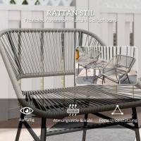 Conjunto de muebles de Jardín, muebles de salón de Balcón al Aire Libre, asientos 2, Juego de 3 piezas With 2 Sillas, Mesa Auxiliar, Weather-Resistant Jardín tumbonas de Jardín, Terraza Balcón - details 2