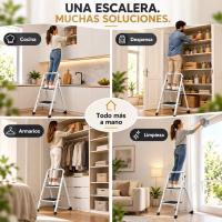 Escalera Plegable de Acero de 2 Peldaños Maxell Power, Carga Máxima 150 kg, Pasamanos y Patas Antideslizantes, Plegado Compacto de 4,5 cm, para Cocina, Hogar, Armarios, Despensa y Limpieza en el Hogar - details 6