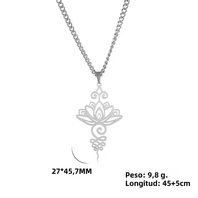 Collar Lemegeton Lotus Flower Yoga Simbolo Unalome Buddhism Charms Amuleto Joyería Inoxidable Para Mujer Regalo De Moda - 1