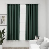 vidaXL Cortinas Opacas con Ganchos Look de Lino 2 Piezas Salón Ventana Color Azul,  Beige,  Gris y mas - details 4