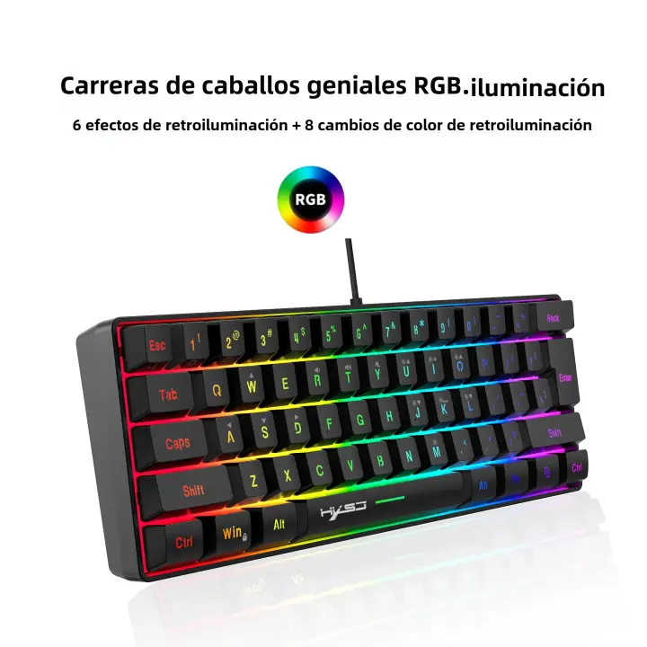 Teclado De Juego Ergonómico Silencioso HXSJ 60% Con Cable USB Duradero Mini Blanco Para Tablet Compatible Con Desktop Laptop - 1